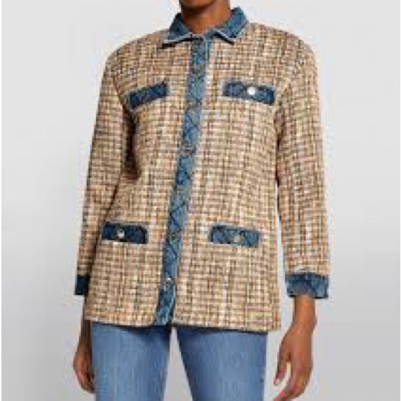 Sandro Christine tweed jacket with denim trim - Picture 3 of 5